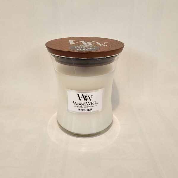 Woodwick Candle White Teak Medium